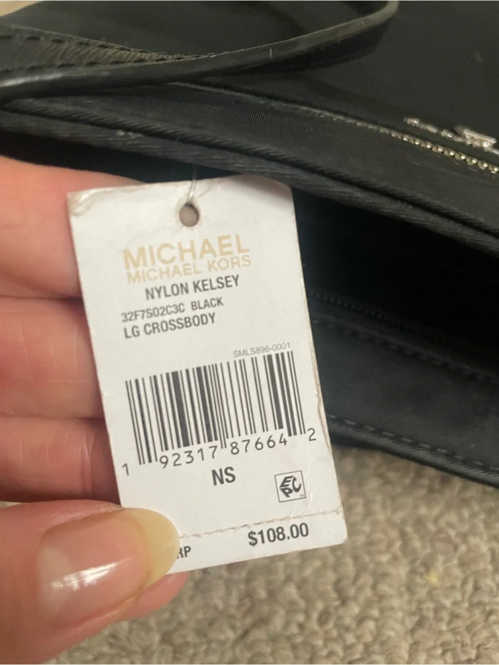 Michael Kors Black Nylon Crossbody Kelsey Bag with Silver Hardware